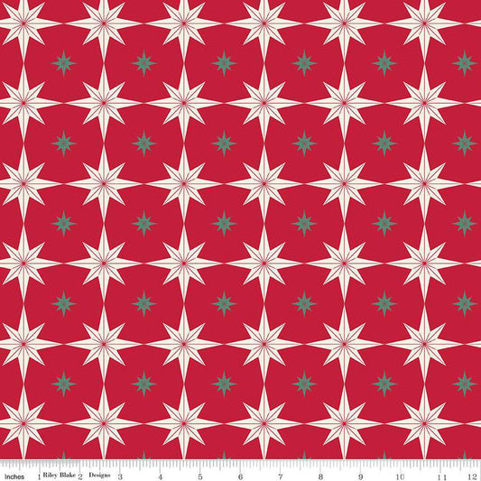 Merry Little Christmas Starbursts Red - Riley Blake Designs - Cotton Fabric by the yard - C14843-RED