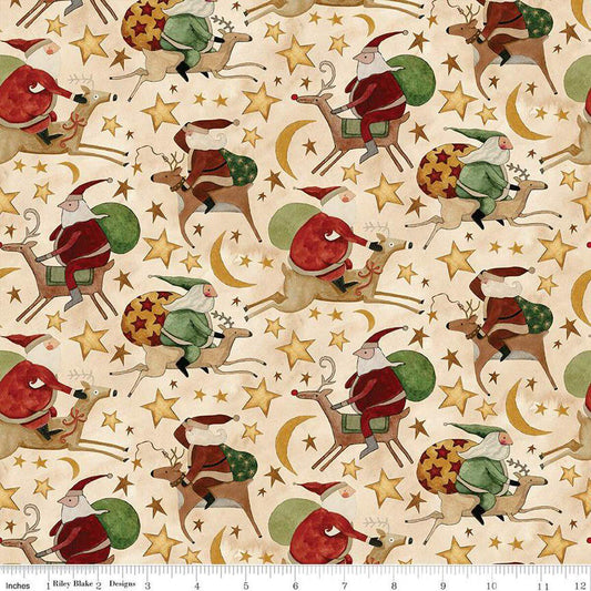 Up on the Housetop Santa Rides Snowflake - Riley Blake Designs - Cotton Fabric by the yard - C14732-SNOWFLAKE