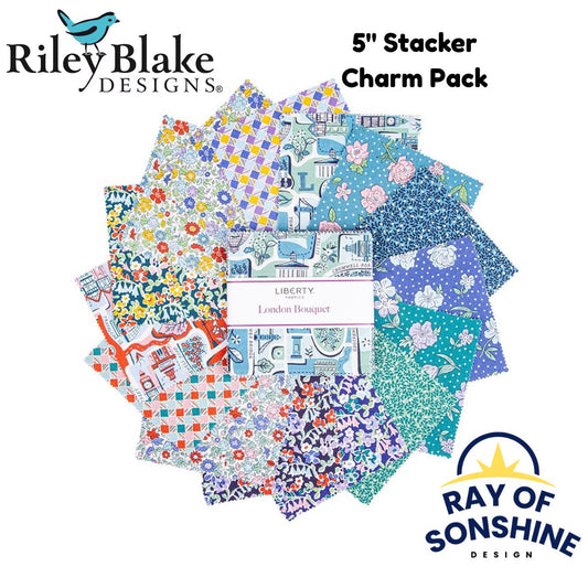 London Bouquet Charm Pack 5" Stacker Bundle - Riley Blake Designs - 42 piece Precut - Liberty Fabrics