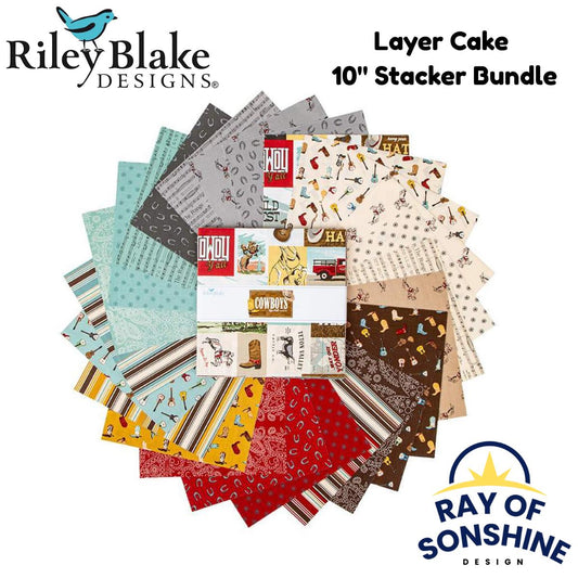 Cowboys Layer Cake 10" Stacker Bundle - Riley Blake Designs - 42 piece Precut Pre cut - Quilting Cotton Fabric