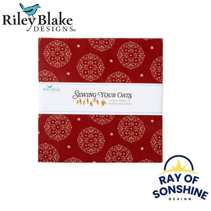 Sewing Your Oats Layer Cake 10" Stacker Bundle - Riley Blake Designs - 42 piece Precut - Quilting Cotton Fabric