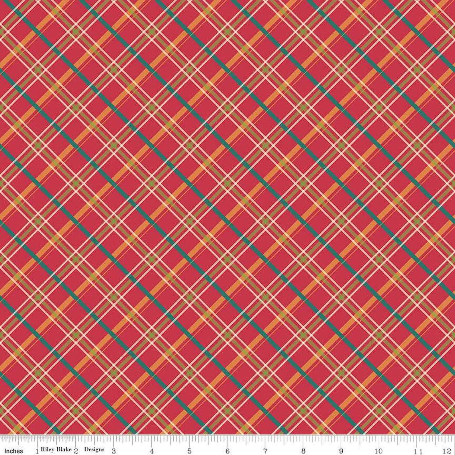 CLOSEOUT 3/8 Yard Autumn Afternoon Plaid C14875-Berry - Riley Blake Designs Autumn Afternoon - Cotton Fabric - Fall Multicolored Diagonal