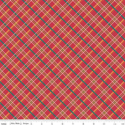 CLOSEOUT 3/8 Yard Autumn Afternoon Plaid C14875-Berry - Riley Blake Designs Autumn Afternoon - Cotton Fabric - Fall Multicolored Diagonal