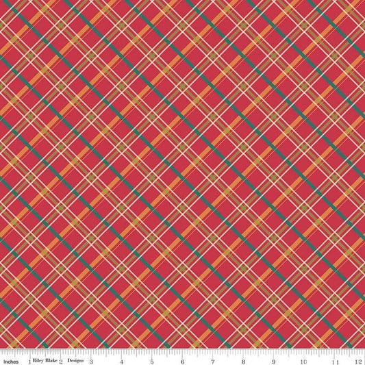 CLOSEOUT 3/8 Yard Autumn Afternoon Plaid C14875-Berry - Riley Blake Designs Autumn Afternoon - Cotton Fabric - Fall Multicolored Diagonal