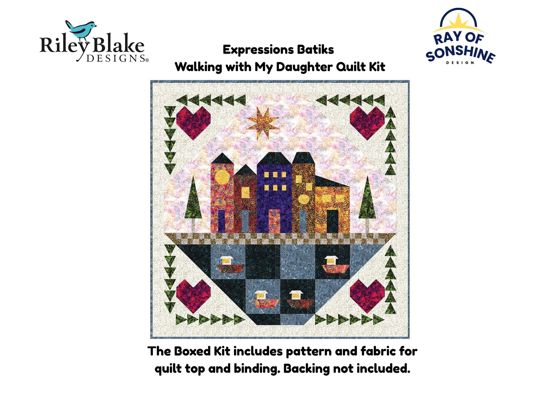 Expressions Batiks Walking with My Daughter Quilt Kit includes pattern and fabric for quilt top and binding. Backing not included.