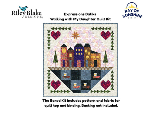 Expressions Batiks Walking with My Daughter Quilt Kit includes pattern and fabric for quilt top and binding. Backing not included.