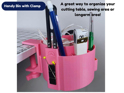 Handy Bin Organizer- Clamp on table Organizer for Quilting, Crafting, Cutting - Available in 11 Colors