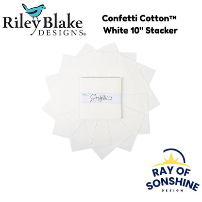 Confetti Cotton™ White 10" Stacker - 42 Pcs. - Riley Blake - 10-120-COTTON-42- Layer Cake