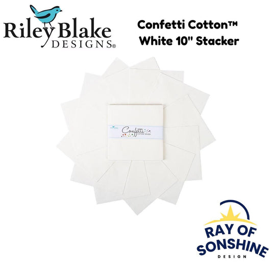 Confetti Cotton™ White 10" Stacker - 42 Pcs. - Riley Blake - 10-120-COTTON-42- Layer Cake