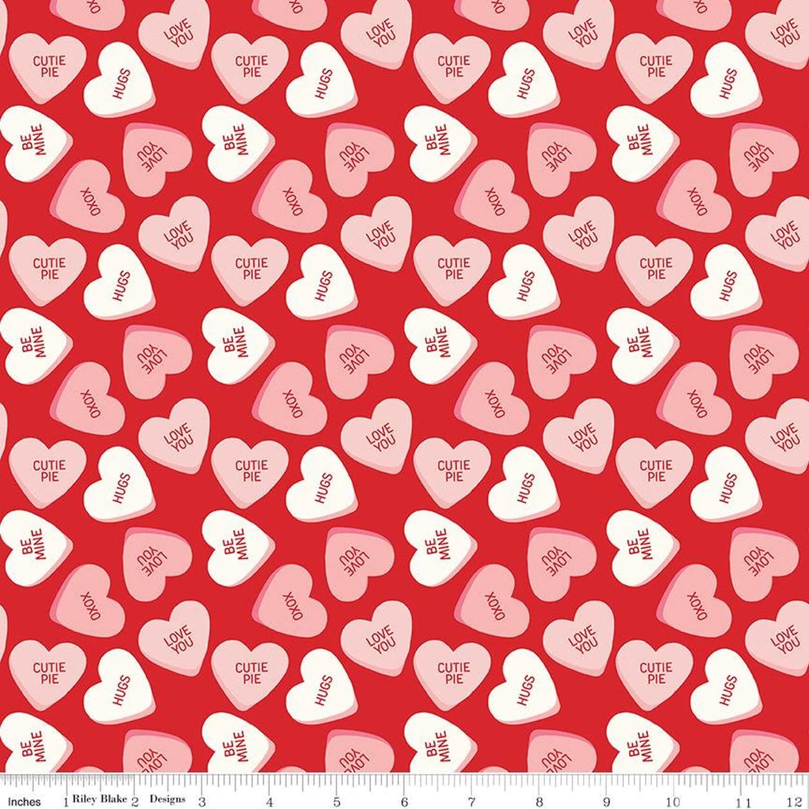 CLOSEOUT - 1 Yard Continuous Sweetheart Main Red by My Mind's Eye for Riley Blake Designs - C15500-RED - Sale Fabric