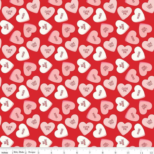 CLOSEOUT - 1 Yard Continuous Sweetheart Main Red by My Mind's Eye for Riley Blake Designs - C15500-RED - Sale Fabric