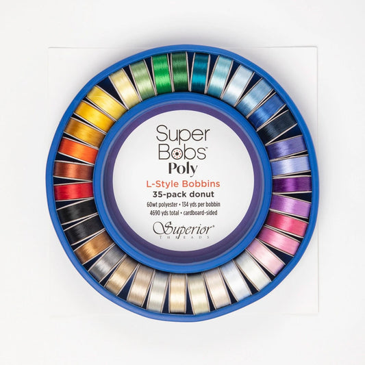 SuperBobs Polyester Bobbin 35 Color L-Style Donut Set 300-SBD-35