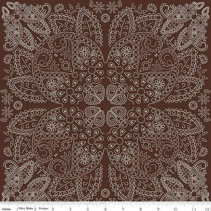 Cowboys Bandana Brown - Riley Blake Designs - Cotton Fabric by the yard - C15493-BROWN