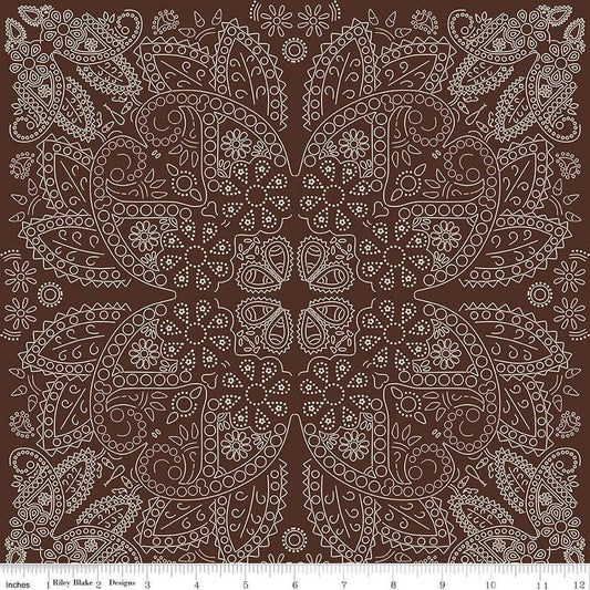 Cowboys Bandana Brown - Riley Blake Designs - Cotton Fabric by the yard - C15493-BROWN
