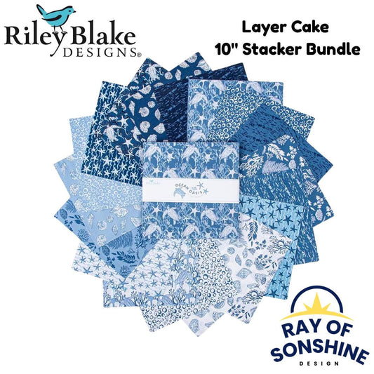 Ocean Oasis Layer Cake 10" Stacker Bundle - Riley Blake Designs - 42 piece Precut Pre cut - Quilting Cotton Fabric - 10-15990-42