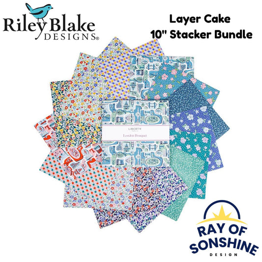 London Bouquet Layer Cake 10" Stacker Bundle - Riley Blake Designs - 42 piece Precut - Quilting Cotton Fabric - 10-LLONDON-42