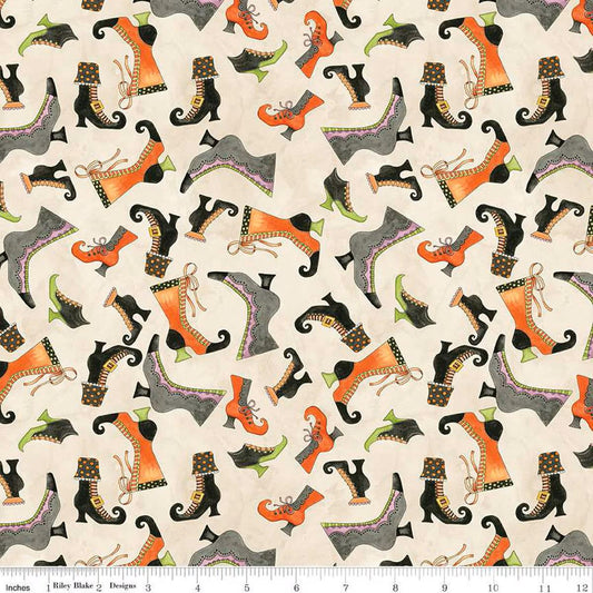 Ghoul Friends Boots Toss Cream - C16052-CREAM - Riley Blake Designs - Halloween Fabric - Cotton Fabric by the yard