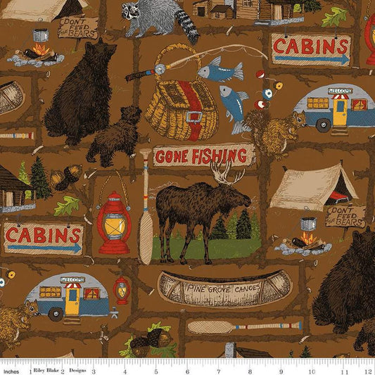 Pine Grove Main Brown - C15930-BROWN - Riley Blake Designs - Outdoor Themed - Cotton Fabric by the yard