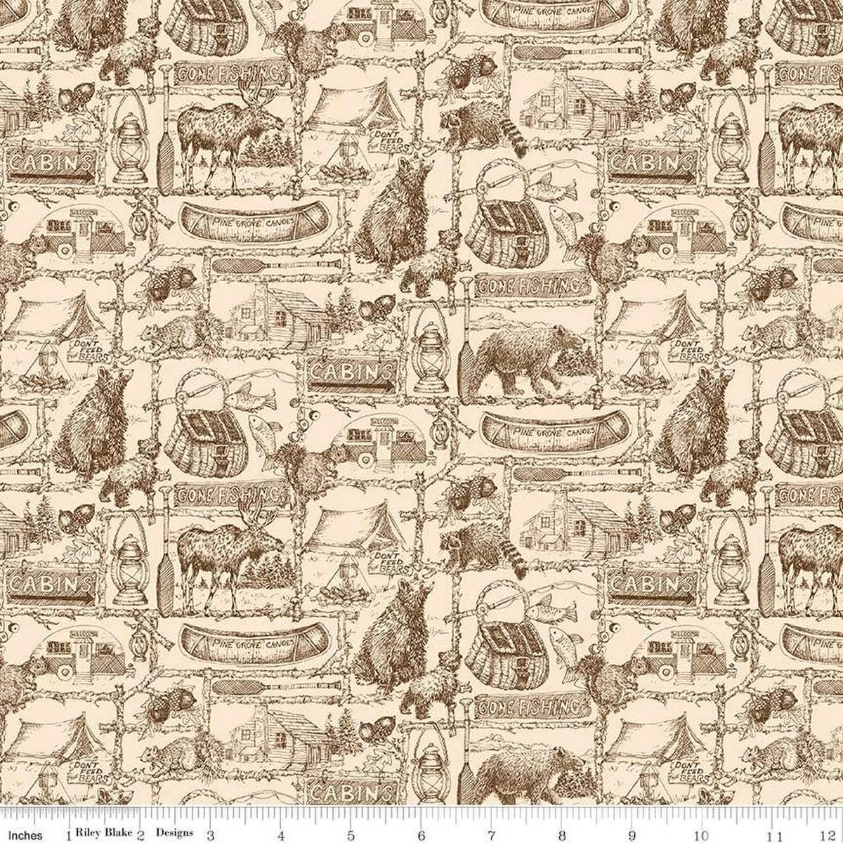 Pine Grove Outlines Putty - C15934-PUTTY - Riley Blake Designs - Outdoor Themed - Cotton Fabric by the yard