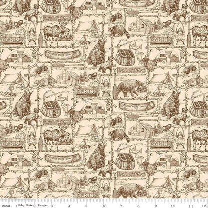 Pine Grove Outlines Putty - C15934-PUTTY - Riley Blake Designs - Outdoor Themed - Cotton Fabric by the yard