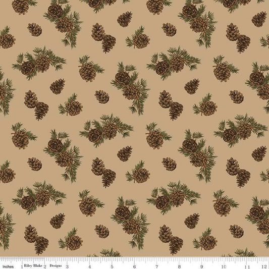 Pine Grove Pinecones Tan - C15933-TAN - Riley Blake Designs - Outdoor Fabric - Cotton Fabric by the yard