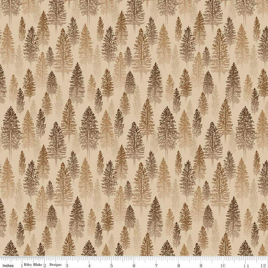 Pine Grove Trees Putty - C15932-PUTTY - Riley Blake Designs - Outdoor Fabric - Cotton Fabric by the yard