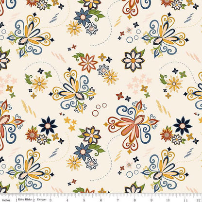 Curated Blooms Dance Cream - C15341-CREAM - Riley Blake Designs - Nordic Theme - Cotton Fabric by the yard