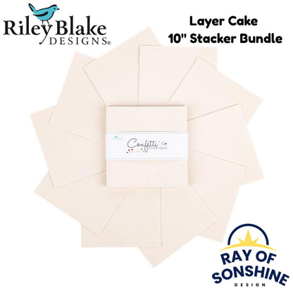 Confetti Cotton™ Ivory 5" Stacker Charm Pack - Riley Blake Designs - 42 pieces - Precut Cotton Fabric Squares - 5-120-IVORY-42