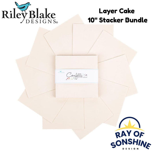 Confetti Cotton™ Ivory 5" Stacker Charm Pack - Riley Blake Designs - 42 pieces - Precut Cotton Fabric Squares - 5-120-IVORY-42