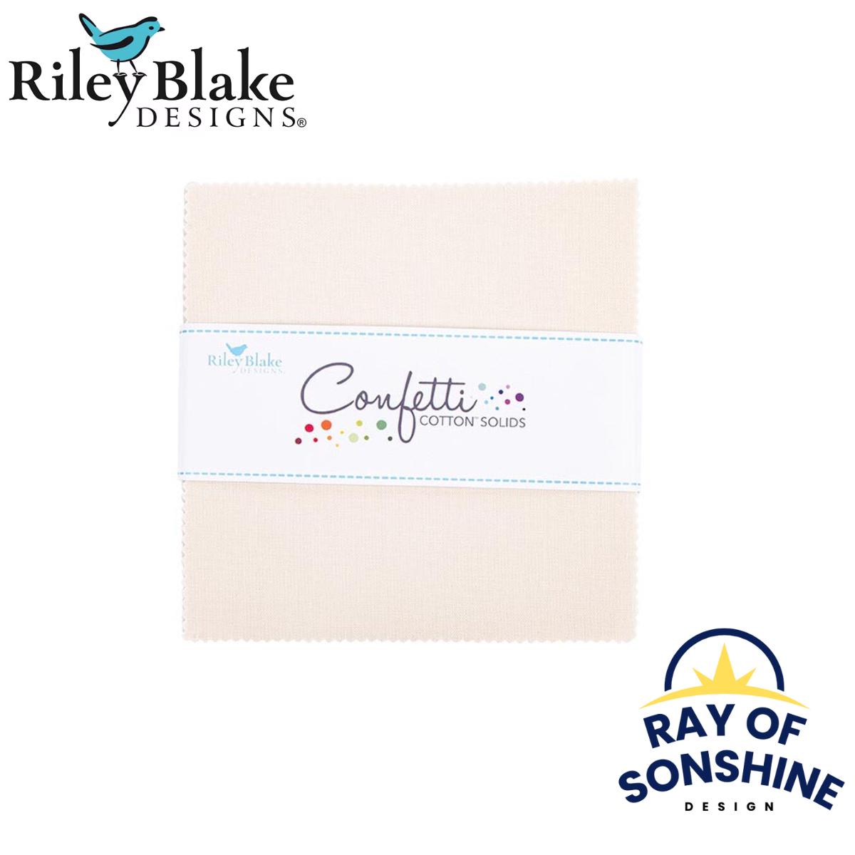Confetti Cotton™ Ivory 5" Stacker Charm Pack - Riley Blake Designs - 42 pieces - Precut Cotton Fabric Squares - 5-120-IVORY-42
