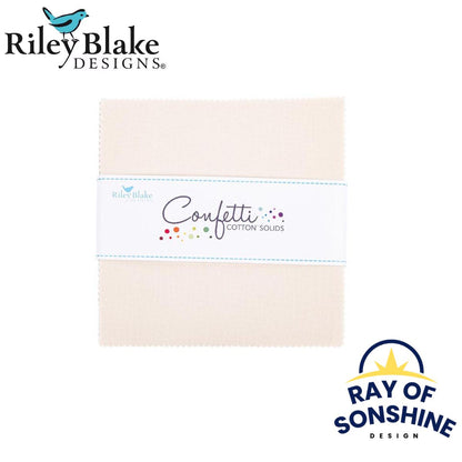 Confetti Cotton™ Ivory 5" Stacker Charm Pack - Riley Blake Designs - 42 pieces - Precut Cotton Fabric Squares - 5-120-IVORY-42
