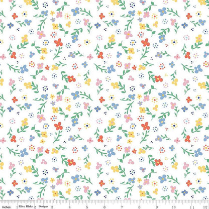 Always in Season Small Floral White - C15101-WHITE - Riley Blake Designs - Floral Fabric - Cotton Fabric by the yard