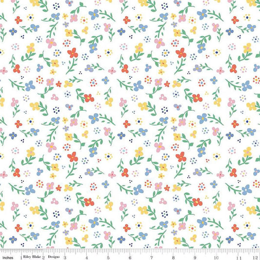 Always in Season Small Floral White - C15101-WHITE - Riley Blake Designs - Floral Fabric - Cotton Fabric by the yard