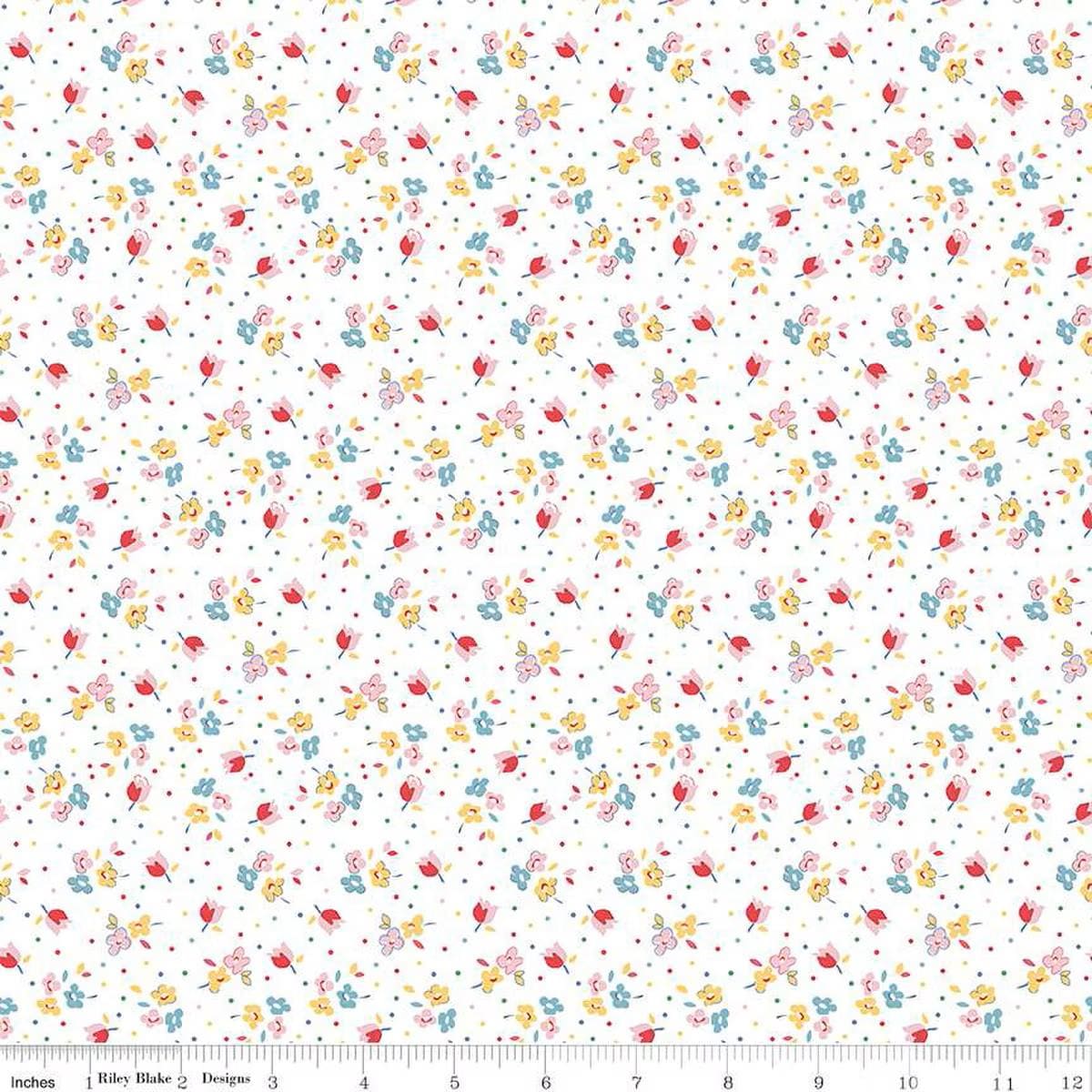 Simple Pleasures Calico Sweet Rose White -C16653-WHITE - Riley Blake Designs - Floral Fabric - Cotton Fabric by the yard