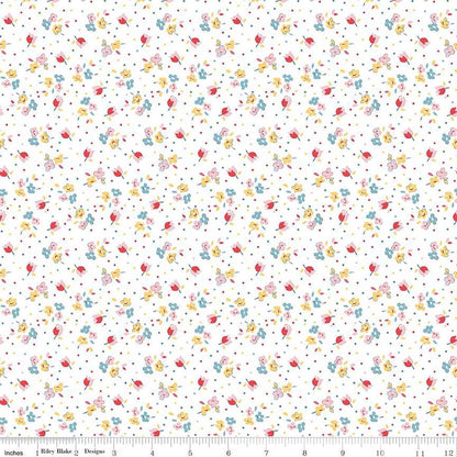 Simple Pleasures Calico Sweet Rose White -C16653-WHITE - Riley Blake Designs - Floral Fabric - Cotton Fabric by the yard