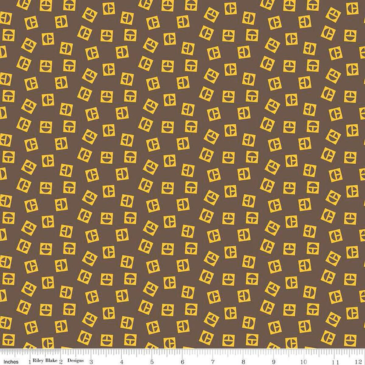 Vintage Caterpillar® Vintage Logo Toss Brown C13843-BROWN - Riley Blake Designs - CAT Machinery - Quilting Cotton Fabric
