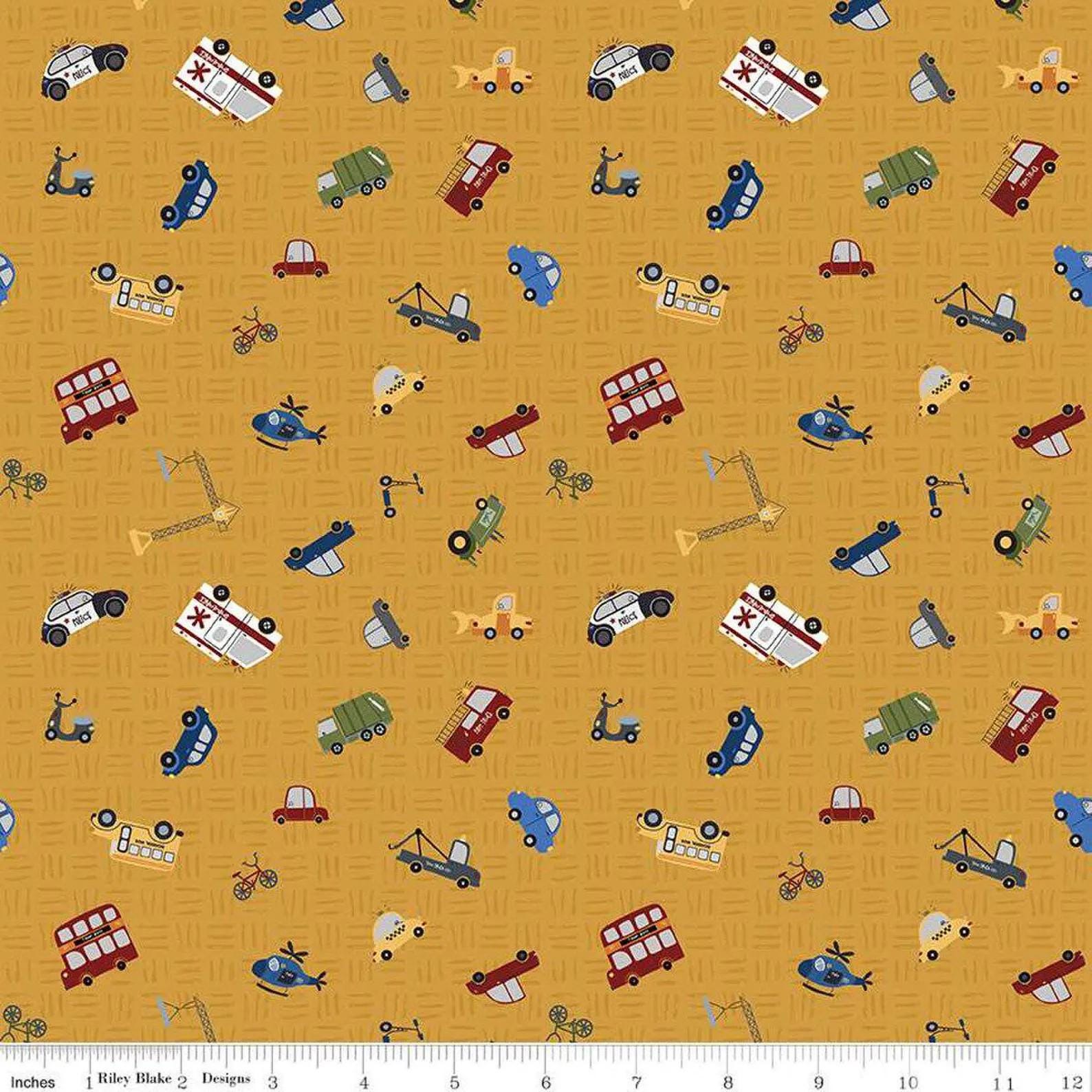 It Takes a Village Traffic Signs Blue - Riley Blake Designs - Cotton Fabric by the yard - C15464-HONEY