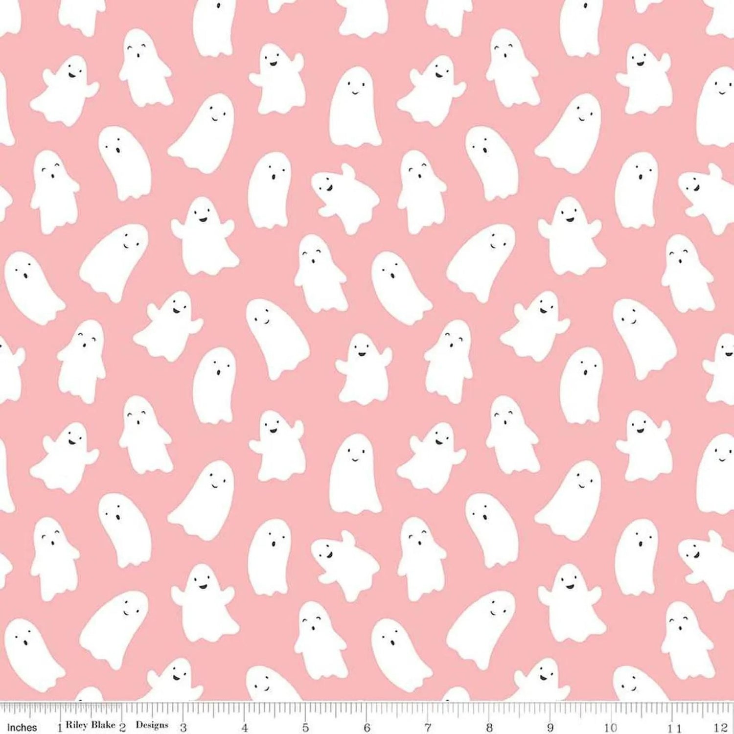 CLOSEOUT 1/2 Yard - Hey Pumpkin Ghosts Pumpkin - C16032-PINK - Riley Blake Designs - Halloween Fabric - Remnant
