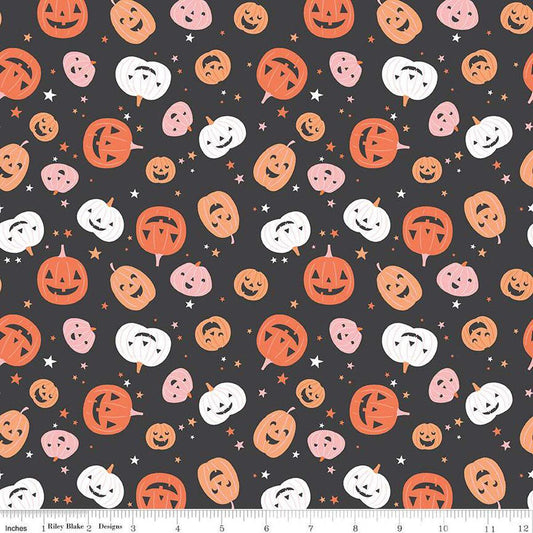 Hey Pumpkin Pumpkins Charcoal - C16031-CHARCOAL - Riley Blake Designs - Halloween Fabric - Cotton Fabric by the yard