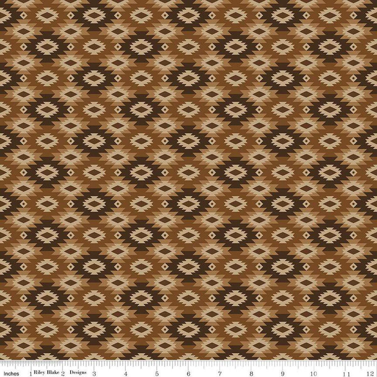 Pine Grove Geometric Brown - C15936-BROWN - Riley Blake Designs - Outdoor Fabric - Cotton Fabric by the yard