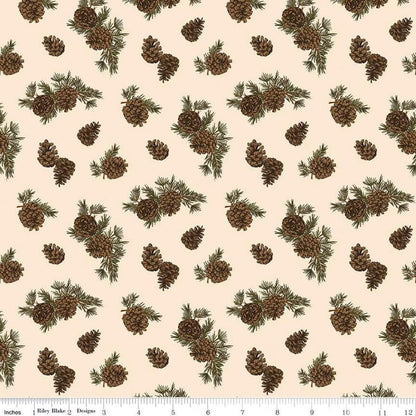 Pine Grove Pinecones Putty - C15933-PUTTY - Riley Blake Designs - Outdoor Fabric - Cotton Fabric by the yard