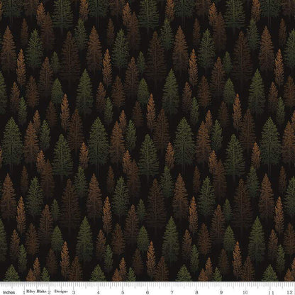 Pine Grove Trees Black - CC15932-BLACK - Riley Blake Designs - Outdoor Fabric - Cotton Fabric by the yard