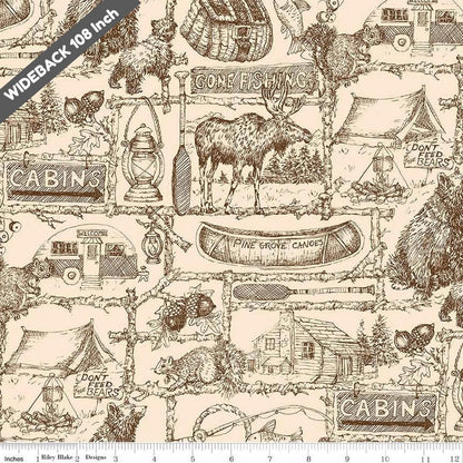 Wide Back Pine Grove Outlines Putty - WB15938-PUTTY - Riley Blake 107/108" Wide - Quilting Cotton Fabric