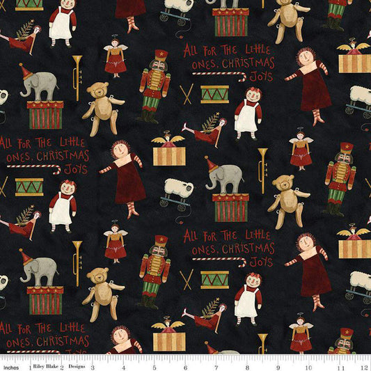 Naughty or Nice Toys Black - C16261-BLACK - Riley Blake Designs - Christmas Fabric - Cotton Fabric by the yard