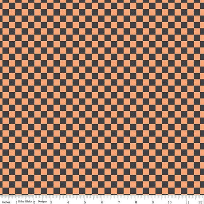 Hey Pumpkin Checks Charcoal- Riley Blake Designs - Cotton Fabric by the yard - C16036-CHARCOAL - Halloween Fabric