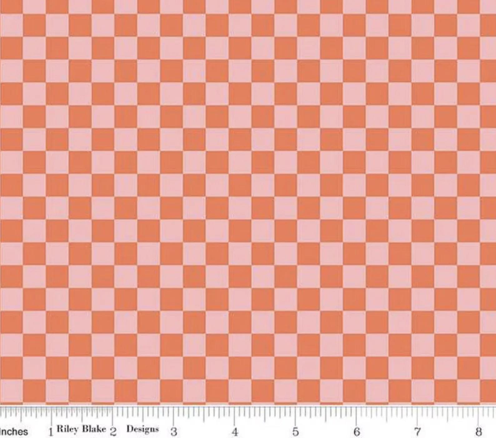 Hey Pumpkin Checks Pink- Riley Blake Designs - Cotton Fabric by the yard - C16036-PINK- Halloween Fabric