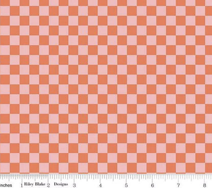 Hey Pumpkin Checks Pink- Riley Blake Designs - Cotton Fabric by the yard - C16036-PINK- Halloween Fabric
