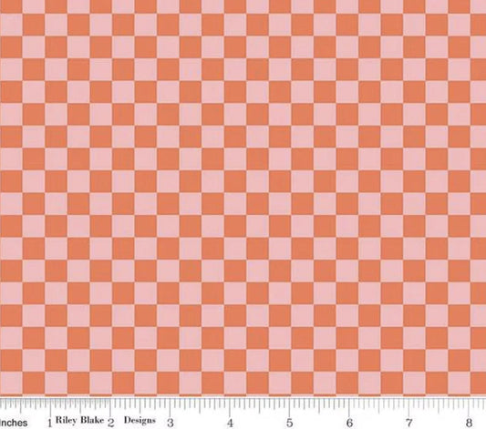 Hey Pumpkin Checks Pink- Riley Blake Designs - Cotton Fabric by the yard - C16036-PINK- Halloween Fabric