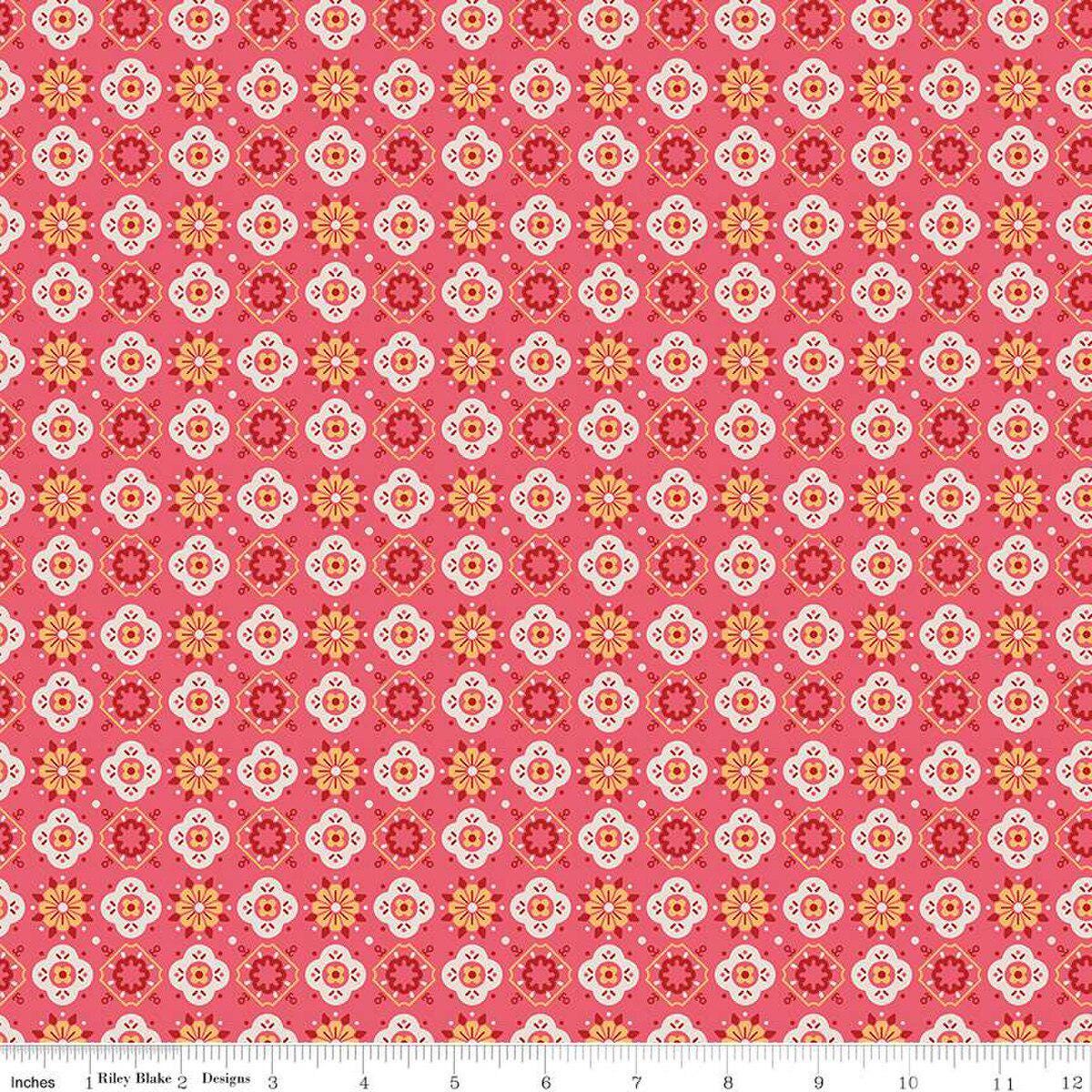Americana Honor Tea Rose - C16092-TEAROSE - Riley Blake Designs - Lori Holt - Cotton Fabric by the yard - Floral Medallions