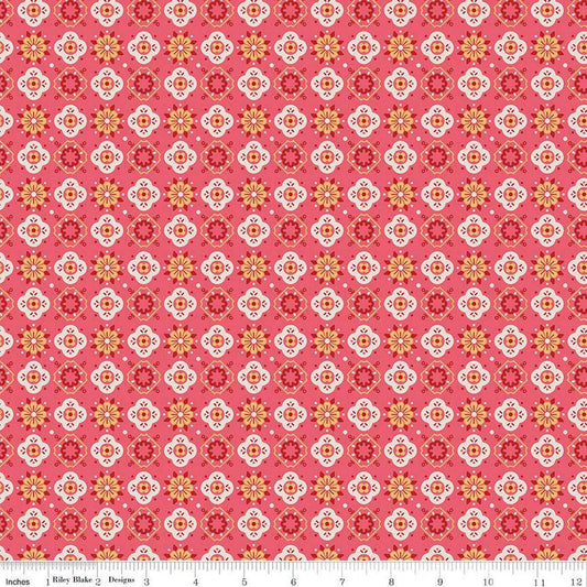 Americana Honor Tea Rose - C16092-TEAROSE - Riley Blake Designs - Lori Holt - Cotton Fabric by the yard - Floral Medallions